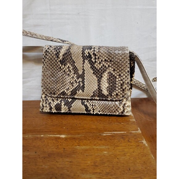 Sarian Leeds Boston Snakeskin Animal Print Crossbody Purse Mini Bag Adjustable - Picture 1 of 8